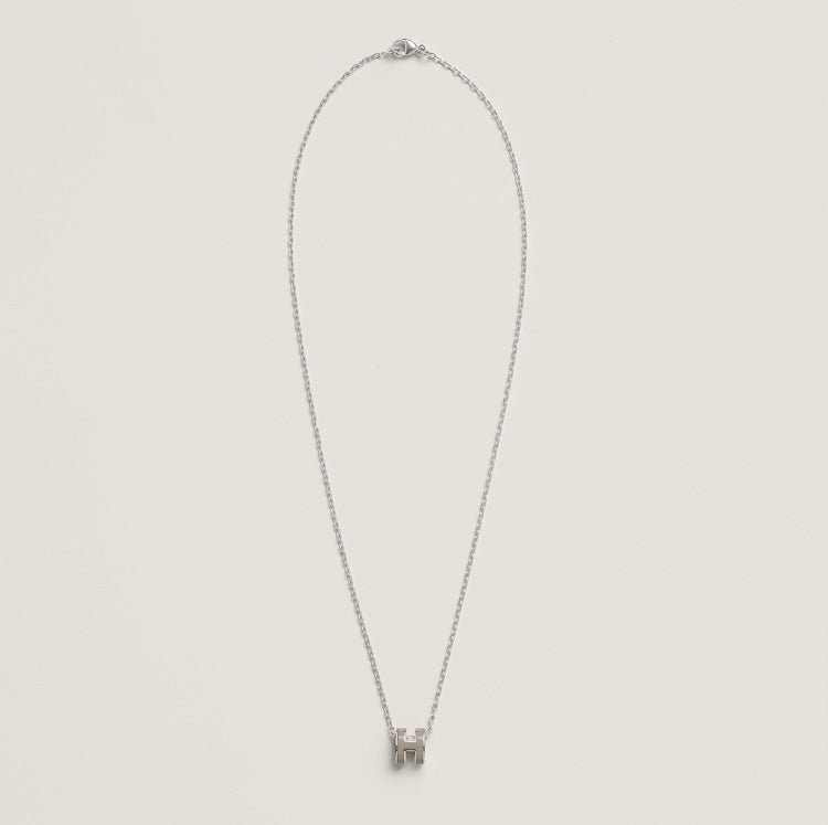 Hermes Mini Pop Grey 18K Gold Necklace