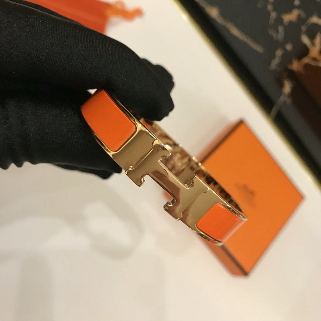 Hermes Clic Orange 18K Gold Bracelet