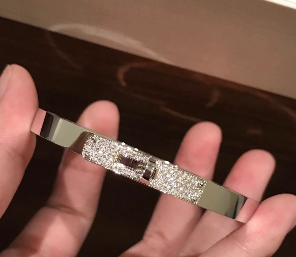 Hermes Kelly Small Model Diamond 18K Gold Bracelet