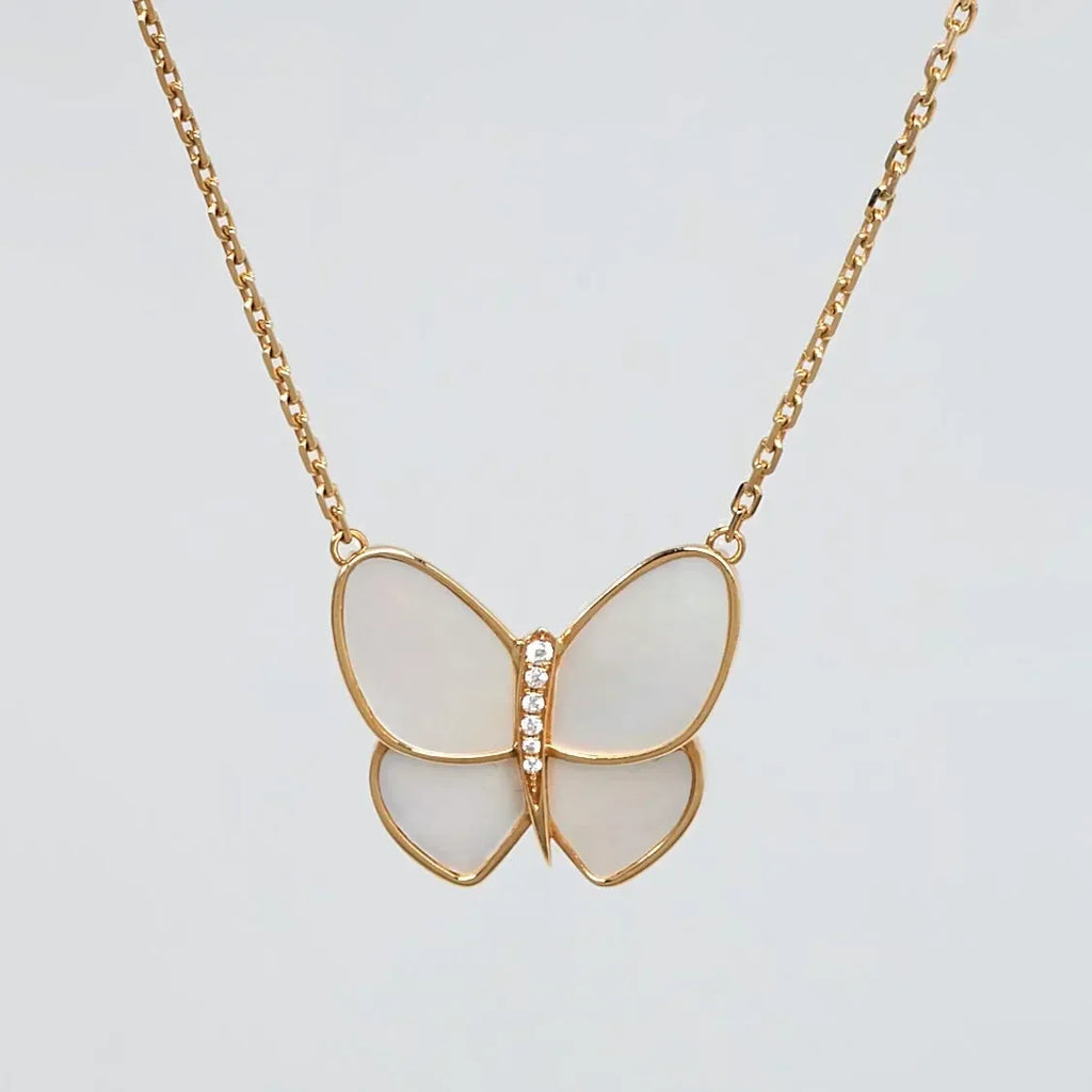 Butterfly Pearl 18K Gold Necklace