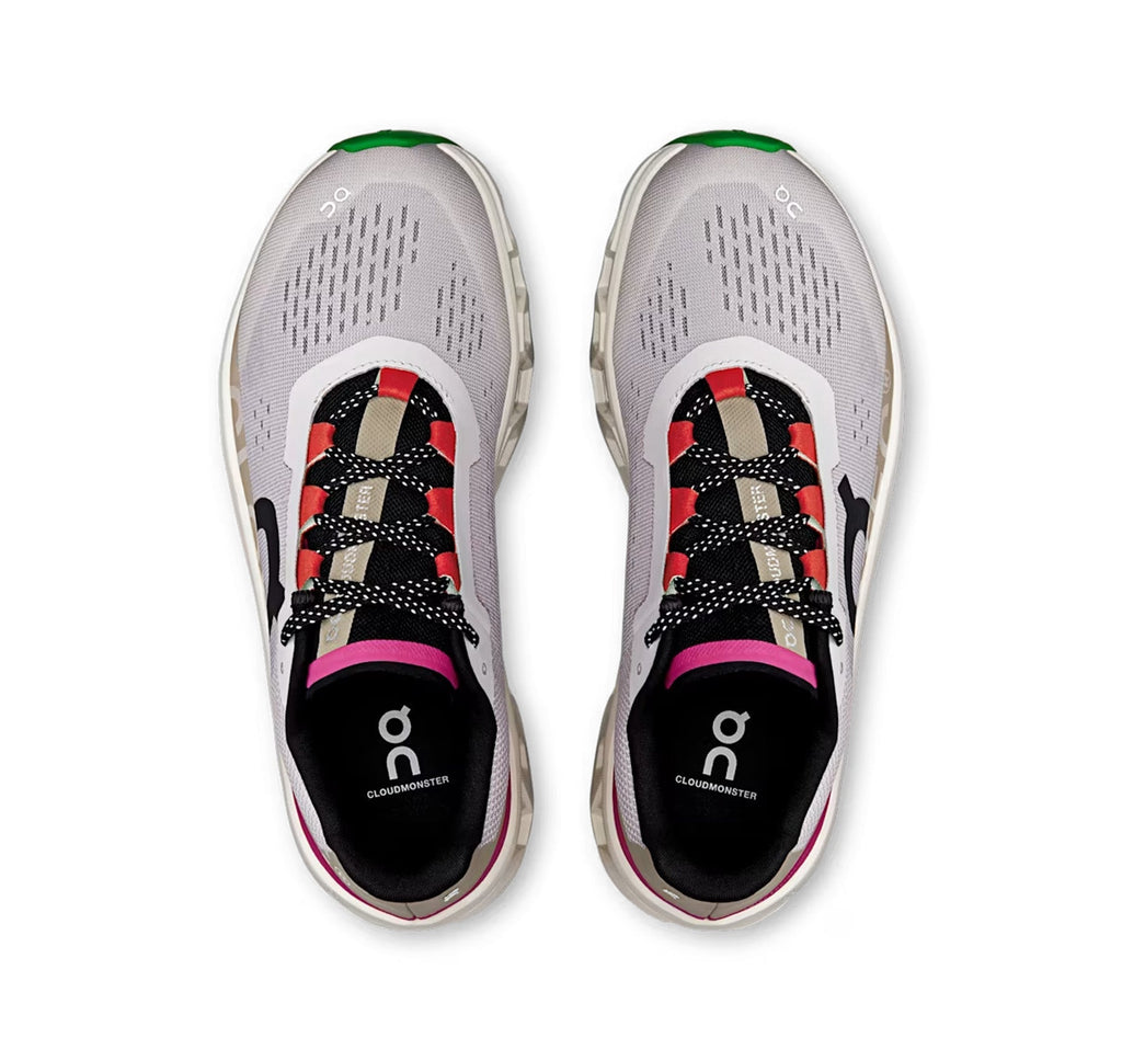 On Women's Cloudmonster Silver/Ivory Running Shoes
