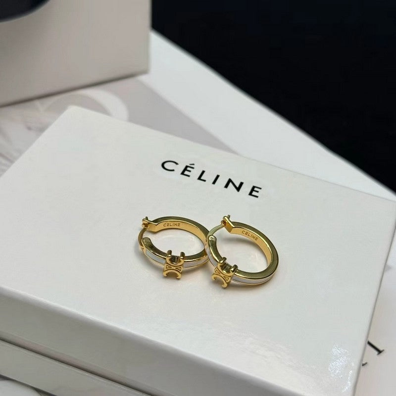 Celine Pearl Circle Gold 18K Gold Earrings