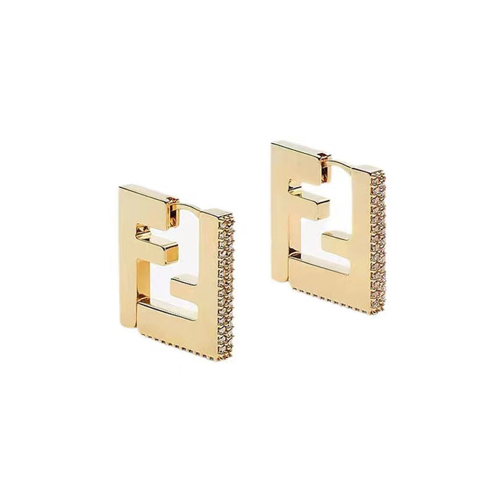Fendi Forever Crystals 18K Gold Earrings