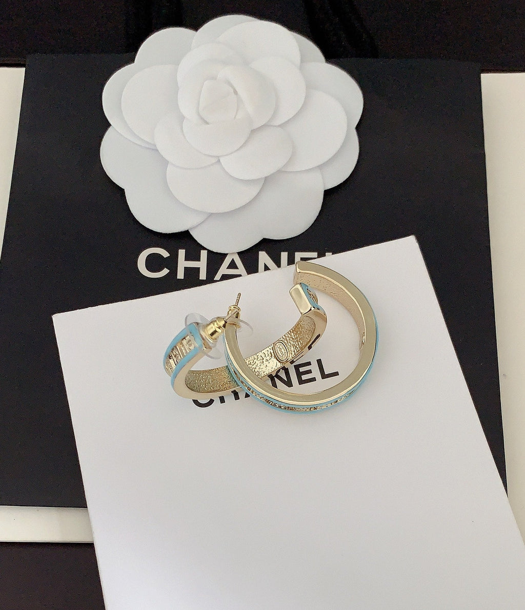 Chanel Blue Resin 18K Gold Earrings