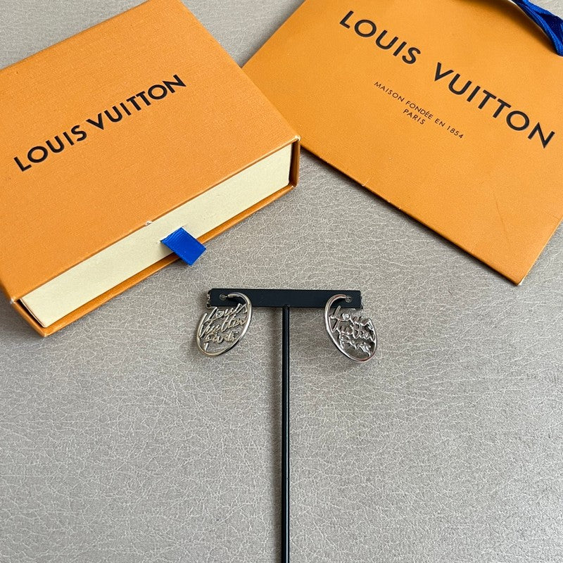 Louis Vuitton Script Gold 18K Gold Earrings