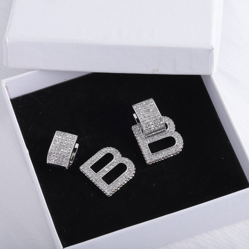 Balenciaga Hourglass Diamond 18K Gold Earrings