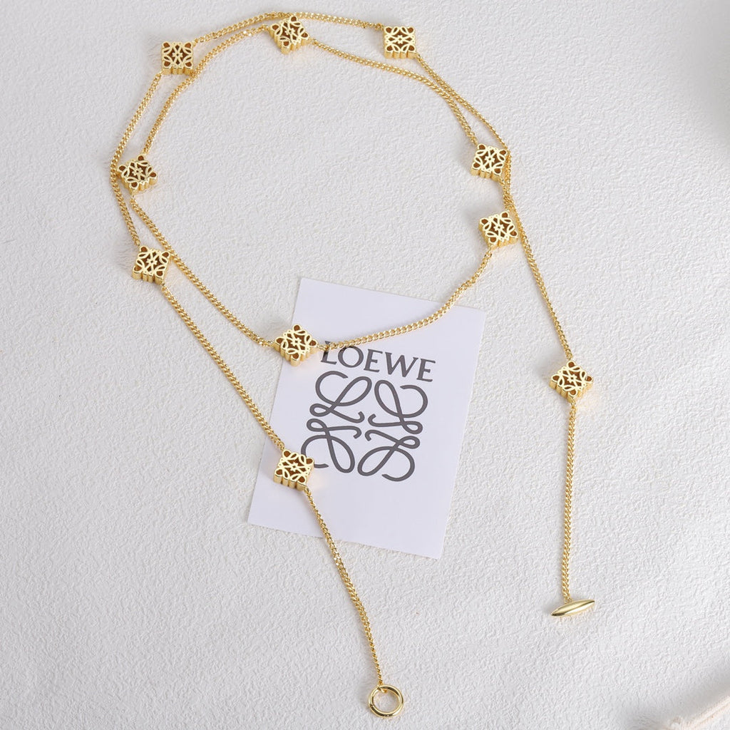 LOEWE Anagram Long 18K Gold Necklace