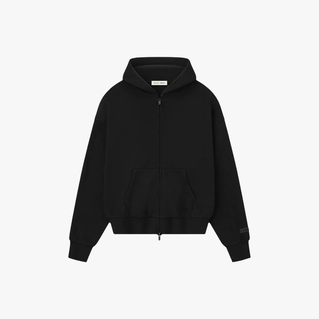 Fear of God Essentials Classic Full Zip Up Hoodie Jet Black